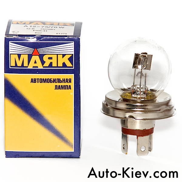 Лампа фар 12В (75+70) Вт P45t "Маяк"