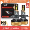 H4 led ламп S&D D2131 4070(CSP) 6500K 90000Lm 120W 9-36v Canbus 2шт