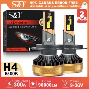 H4 led ламп S&D D2131 4070(CSP) 6500K 90000Lm 120W 9-36v Canbus 2шт
