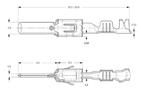 PIN VAG Junior Power Timer 10319005 - ширина контакта 2.8 mm "папа" под провод 2.5 mm²