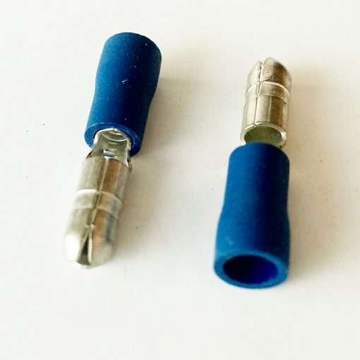 Клемма "папа" в изоляции круглый 4мм толщина 0.8мм под провод 1,5-2,5кв.мм синего цвета