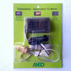 Термометр-вольтметр для измерения температуры двигателя цифровой 12v