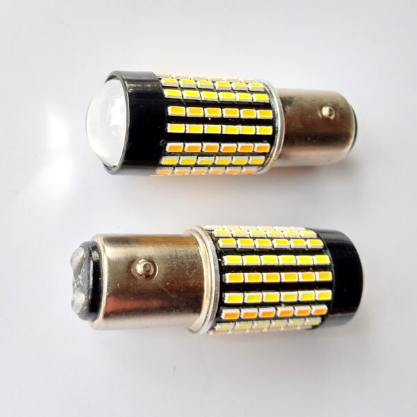 светодиод T25 144smd 3014 BAY15d 12v белый/желтый 600Lm