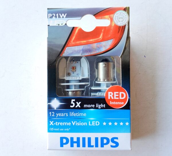 Philips 12898RX2 X-treme Vision LED-RED [~P21W], 12-24В насыщенный красный