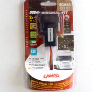 Авто зарядка - кнопка SCANIA c 2 USB 3A 12-24V
