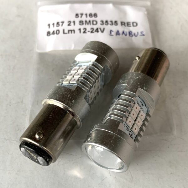 светодиод T25 21smd 3535 RED CANBUS 12-24v BAY15d , драйвер обманка 840/240Lm