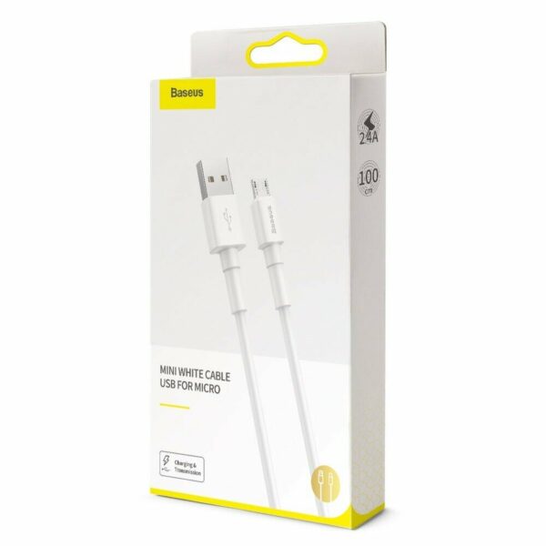 USB кабель Baseus Mini White Micro USB Cable 2.4A (1m) white