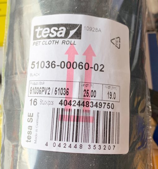 Изолента TESA 51036 0,26mm*19mm 25m ПЕТ-тканевая. Made in Germany
