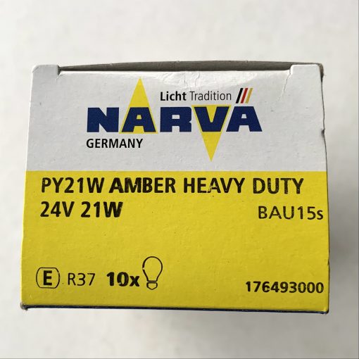 Narva 17649 PY21W 24v BAU15s AMBER Heavy Duty (вибростойкая)