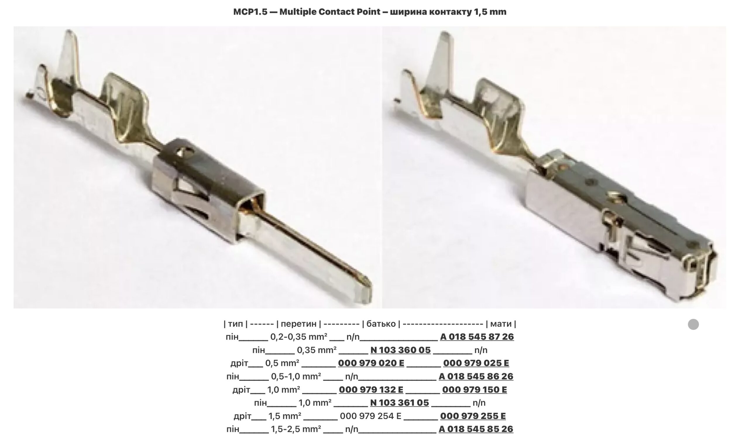 MCP1.5 Multiple Contact Point
