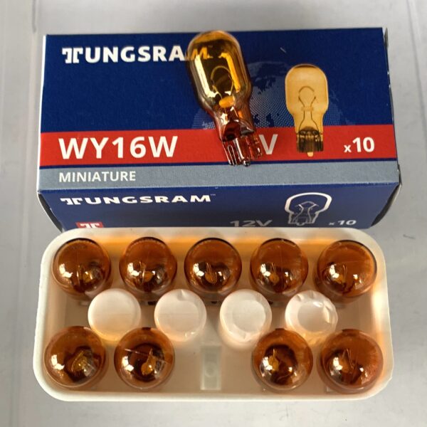 Tungsram WY16W 16w 12v W2,1x9,5d Amber Лампа накаливания WY16W оранжевая Авто лампа оранжевая 16W