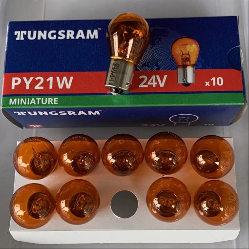 Tungsram 1073 PY21w 24v BAU15s Amber