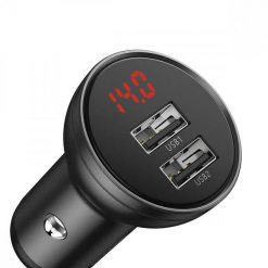 Автомобильное зарядное устройство Baseus Digital Display Dual USB 4.8A Car Charger 24W Black (CCBX-0G)