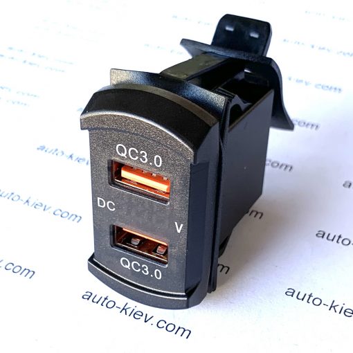 Авто зарядка — кнопка c вольтметром и 2 USB QC3.0 12V