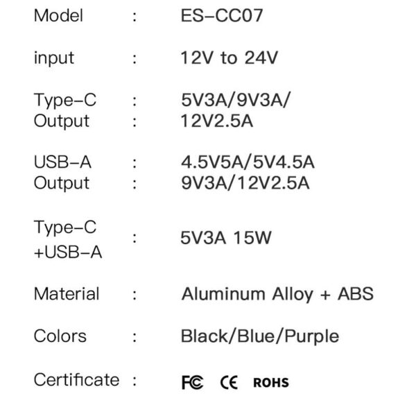 Автомобільний зарядний пристрій ESSAGER ES-CC07 30W USB+Type-C