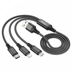 Кабель HOCO X76 3-in-1 Super charging cable(iP+Type-C+Micro) 2A/1m Black