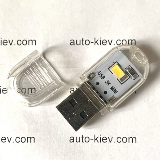 Ліхтарик USB світлодіодний 2 led білий теплий 3000K 5 вольт