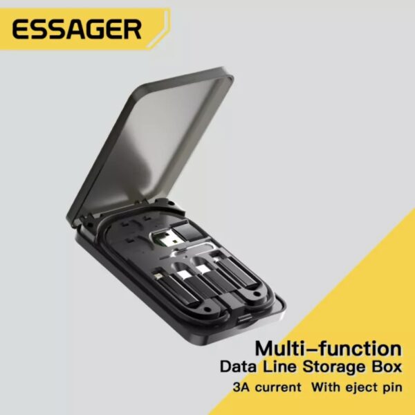 Кабель ESSAGER ES-OTG12 4 в 1 PD60W Type C- Type C 0.1м black