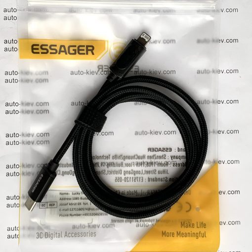 Кабель ESSAGER Type-C to Lightning PD29W (EXCTL-XY01-P) 1м Fast Charging Digital Display
