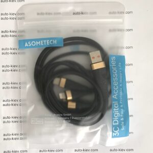 Кабель ASOMETECH 3C Digital Accessories (iP+Type-C+Micro) 3-in-1 6A/1m Black