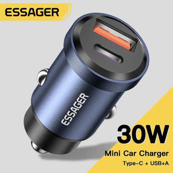 Автомобільний зарядний пристрій ESSAGER ES-CC07 30W 12-24v USB+Type-C