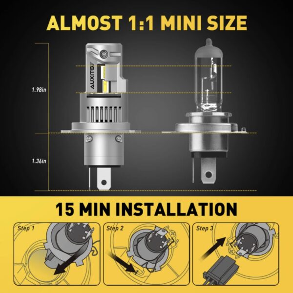 AUXITO Turbo LED H4 20000LM 100 Вт Canbus 2 шт