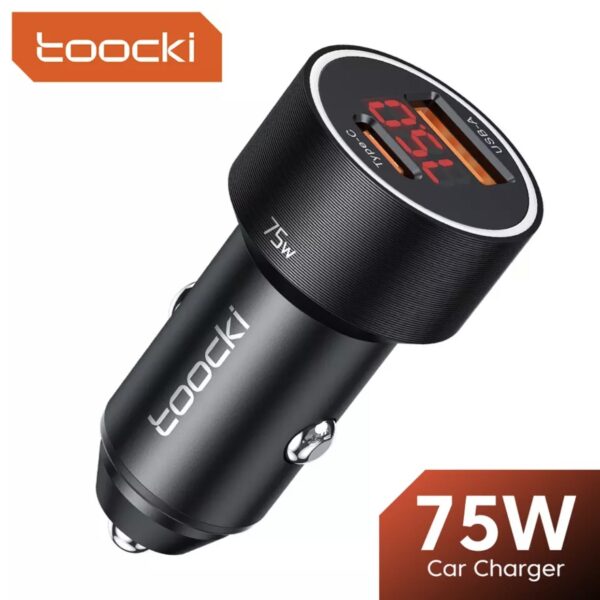 Автомобільний зарядний пристрій Toocki 75W TQ-CC08 (Type-C 45w + USB 30w) metall