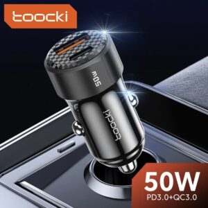 Автомобільний зарядний пристрій Toocki 50W модель TQ-CC25 (Type-C 20w + USB 30w) metall