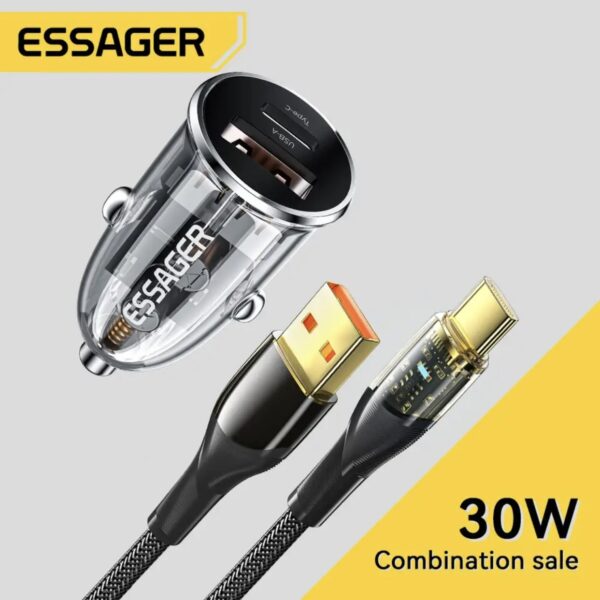 Автомобільний зарядний пристрій ESSAGER F712 33W 12-24v USB+Type-C