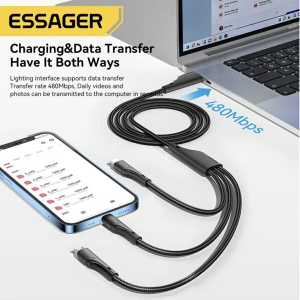 Кабель ESSAGER 3 in 1, Lightning, Type-С, Micro-USB