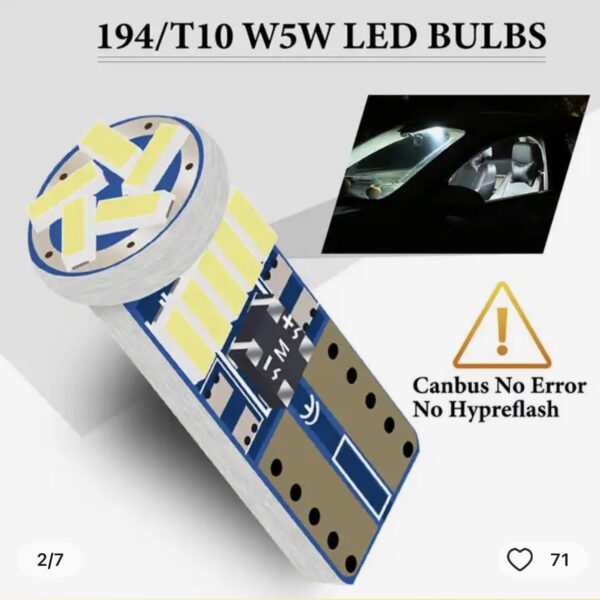 світлодіод Т10(W5W) 15smd 3014 CANBUS (обманка) 12v помаранчевий