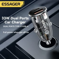 Автомобільний зарядний пристрій ESSAGER F712 33W 12-24v USB+Type-C