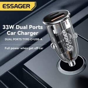 Автомобільний зарядний пристрій ESSAGER F712 33W 12-24v USB+Type-C