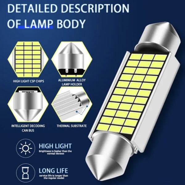 Festoon 12x36 LED 27smd 3014 SV8,5 12v CANBUS (обманка) 270Lm