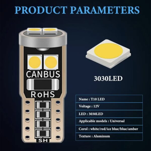 Світлодіод Т10(W5W) 6smd 3030 CANBUS (обманка) 12v