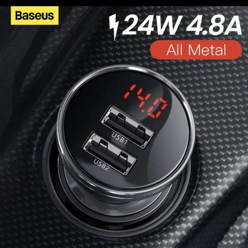 Автомобільний зарядний пристрій Baseus Digital Display Dual Silver (CCBX-0S) 4.8A 24W