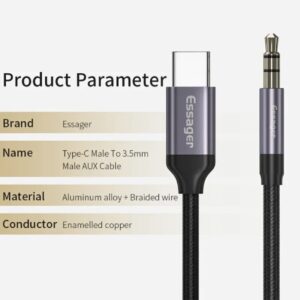 Essager E02 USB Type C 3.5 Jack адаптер штекер