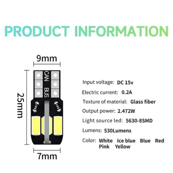 Светодиод Т10(W5W) 8smd 5630 CANBUS (обманка) 2.5w 12v