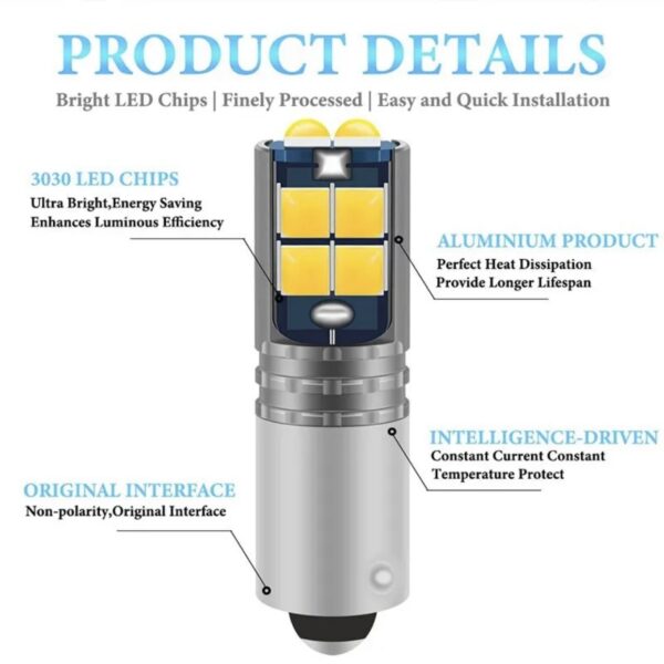 Світлодіод T8.5 BAY9S 10smd 3030 canbus 12v