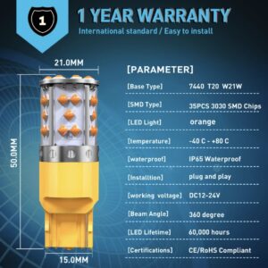 світлодіод T25 (PY21W) 35smd 3030 orange BAU15s 12-24v