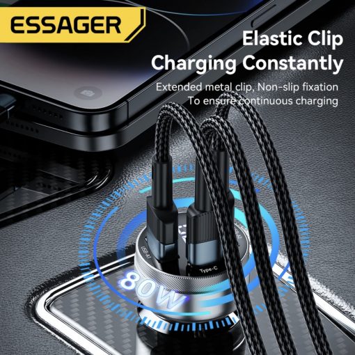 Автомобільний зарядний пристрій ESSAGER ES-CC10 80W 12-24v 2USB+Type-C