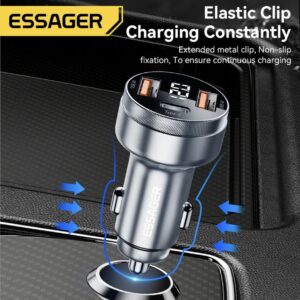 Автомобільний зарядний пристрій ESSAGER ES-CC10 80W 12-24v 2USB+Type-C