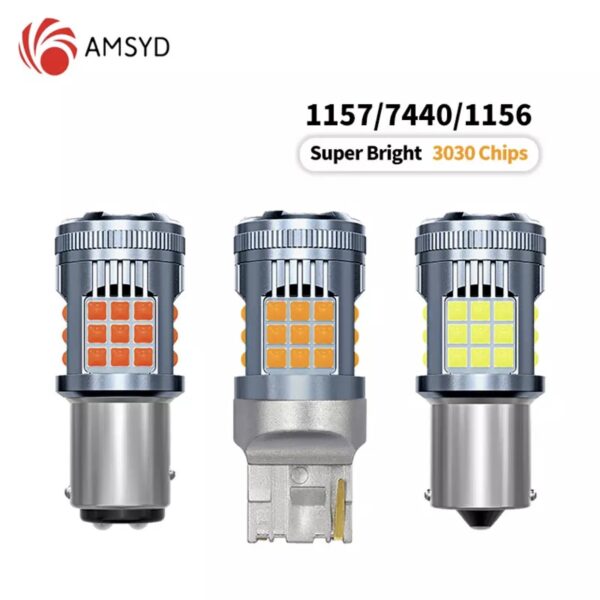 світлодіод T25 AMSYD 36smd 3030 12v BAY15d CANBUS червоний