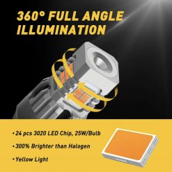 Світлодіод W21/5W AUXITO LED 7443 супер яскравий жовтий 24smd 3020 canbus 2 шт