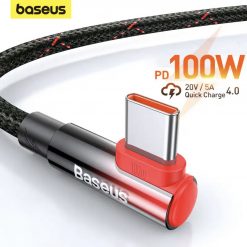 Кабель Baseus MVP 2 Elbow-shaped Type-C to Type-C 1м 100W Black+Red CB000012