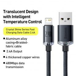 USB кабель Baseus Crystal Shine Series Fast Charging Data Cable USB to iP 2.4A CAJY000001