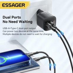Зарядний пристрій Essager 20W GaN PD USB-C+USB-A модель ES-CD31
