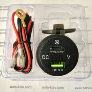 Alternative view of Автомобільна USB-зарядна розетка (PD3.0 + QC3.0) з вольтметром 12/24в