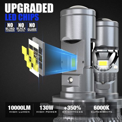 Комплект LED лінз NFSEPGO H4 6000K 30000Lm 100W 9-32v