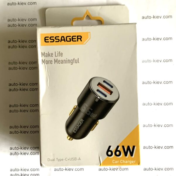 Автомобільний зарядний пристрій ESSAGER F689 60W 12-24v USB+2Type-C